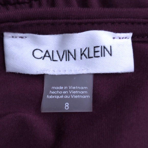 NWT Calvin Klein Dress Ruched Bottom Size 8 Plum Dark Purple Aubergine - Picture 7 of 9